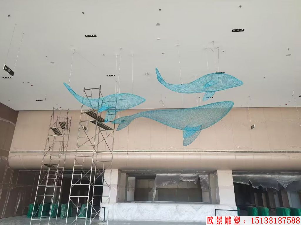 不銹鋼吊頂鏤空動物鯨魚擺件，適合海洋館景觀裝飾,3