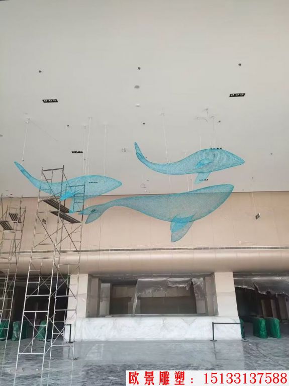 不銹鋼吊頂鏤空動物鯨魚擺件，適合海洋館景觀裝飾,4