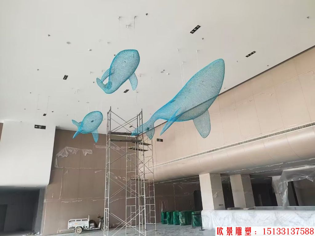 不銹鋼吊頂鏤空動物鯨魚擺件，適合海洋館景觀裝飾,5